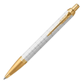Parker IM Premium Ballpoint Pen - Pearl White Gold Trim