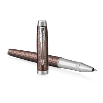 Parker IM Premium Rollerball Pen - Brown Chrome Trim - Picture 2