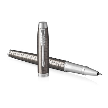 Parker IM Premium Rollerball Pen - Dark Espresso Chiseled Chrome Trim - Picture 2