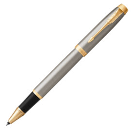 Parker IM Rollerball Pen - Brushed Metal Gold Trim