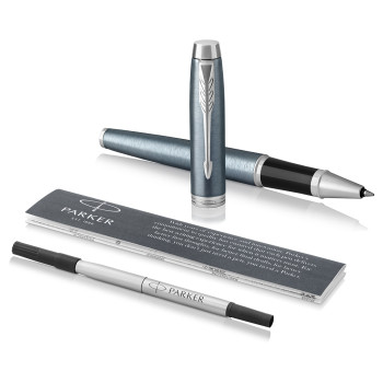 Parker IM Rollerball Pen - Light Blue Grey Chrome Trim - Picture 2