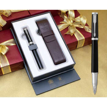 Parker Ingenuity Large - Black Lacquer Chrome Trim in Luxury Gift Box with Free Pen Pouch