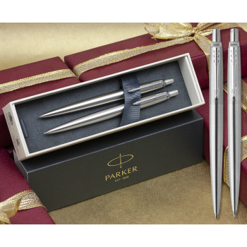 Parker Jotter Ballpoint Pen & Pencil Set - Stainless Steel Chrome Trim