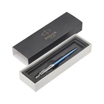 Parker Jotter Ballpoint Pen - Waterloo Blue Chrome Trim - Picture 2