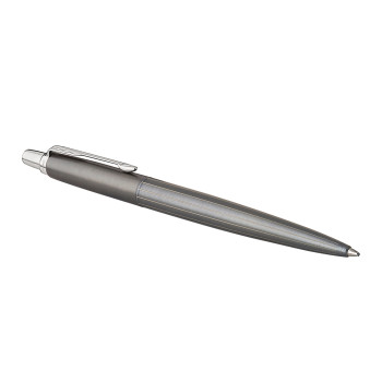 Parker Jotter Premium Ballpoint Pen - Oxford Grey Pinstripe Chrome Trim - Picture 1