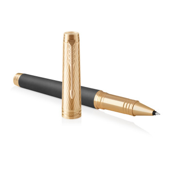 Parker Premier Rollerball Pen - Storm Grey Gold Trim - Picture 2