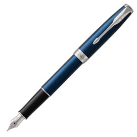Parker Sonnet Fountain Pen - Blue Lacquer Chrome Trim