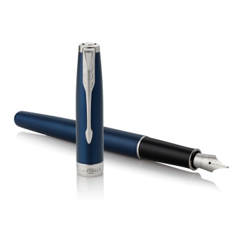 Parker Sonnet Fountain Pen - Blue Lacquer Chrome Trim - Picture 2