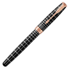 Parker Sonnet Fountain Pen - Brown Lacquer Pink Gold Trim with Solid 18K Gold Nib - Picture 1