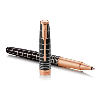 Parker Sonnet Rollerball Pen - Brown Lacquer Pink Gold Trim - Picture 2