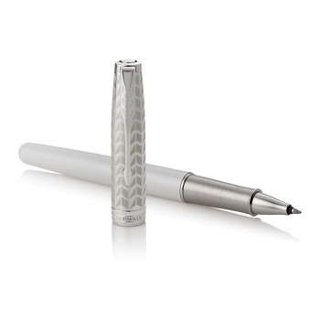 Parker Sonnet Rollerball Pen - Metal Pearl Lacquer Chrome Trim - Picture 2