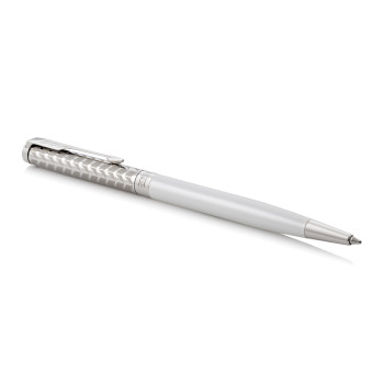 Parker Sonnet Slim Ballpoint Pen - Metal Pearl Lacquer Chrome Trim - Picture 1