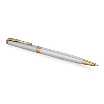 Parker Sonnet Slim Ballpoint Pen - Stainless Steel Gold Trim - Picture 1