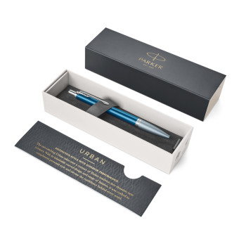 Parker Urban Premium Ballpoint Pen - Dark Blue Chrome Trim - Picture 2