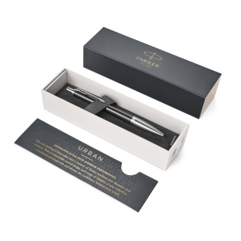 Parker Urban Premium Ballpoint Pen - Metallic Ebony Chrome Trim - Picture 2