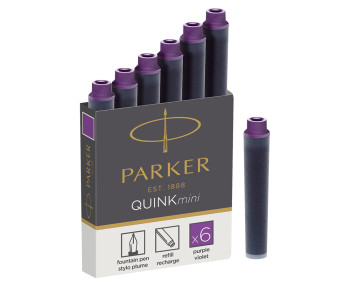 Parker Quink Mini Ink Cartridges - Purple (Pack of 6)