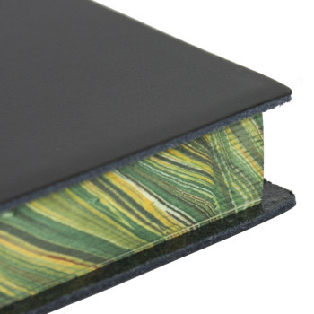 Papuro Torcello Leather Journal - Black with Green Marbled Edges - Extra Large - Picture 2