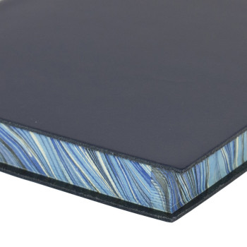 Papuro Torcello Leather Journal - Navy with Blue Marbled Edges - Large - Picture 2