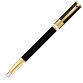 S.T. Dupont D-Initial Fountain Pen - Black Lacquer Gold Trim