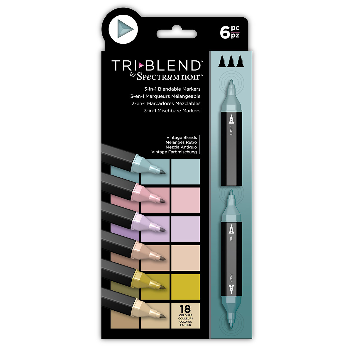 Spectrum Noir TriBlend Markers - Vintage Blends (Pack Of 6)