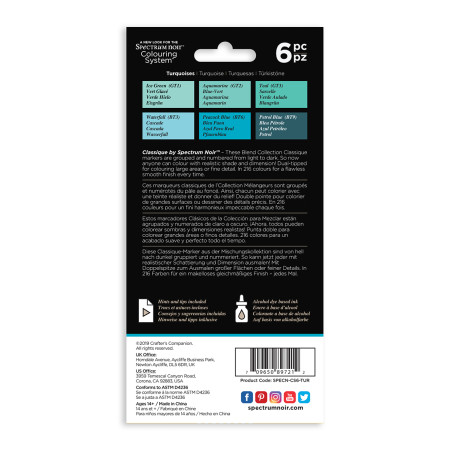 Spectrum Noir Classique Markers - Aquatic Turquoises (Pack Of 6) - Picture 1