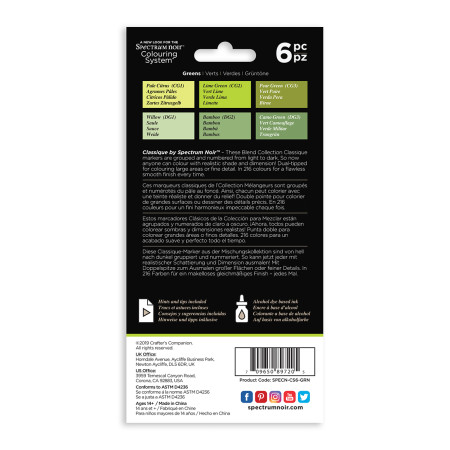 Spectrum Noir Classique Markers - Calming Greens (Pack Of 6) - Picture 1