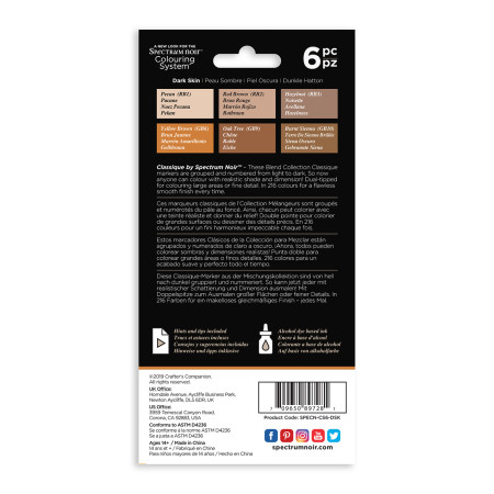 Spectrum Noir Classique Markers - Dark Skintones (Pack Of 6) - Picture 1
