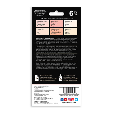 Spectrum Noir Classique Markers - Fair Skintones (Pack Of 6) - Picture 1