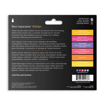 Spectrum Noir Glitter Markers - Vibrant Florals (Pack Of 6) - Picture 1