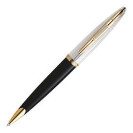 Waterman Carene Ballpoint Pen - Deluxe Black & Silver Gold Trim