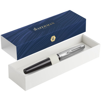 Waterman Embleme Fountain Pen - Essential Black Chrome Trim - Picture 2