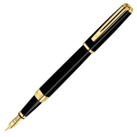 Waterman Exception Fountain Pen Slim - Black Lacquer Gold Trim