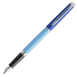 Waterman Hemisphere Fountain & Ballpoint Pen Gift Set - Colour Blocking Blue Chrome Trim - Picture 1