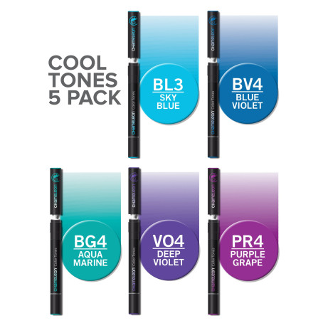 Chameleon Blendable Marker Pens - Cool Tones (Pack of 5) - Picture 1