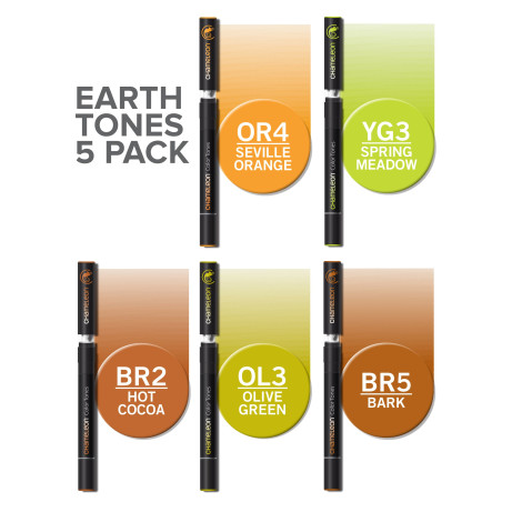 Chameleon Blendable Marker Pens - Earth Tones (Pack of 5) - Picture 1