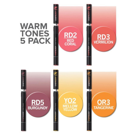 Chameleon Blendable Marker Pens - Warm Tones (Pack of 5) - Picture 1