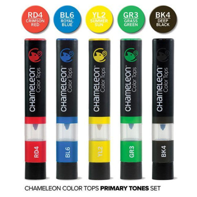 Chameleon Colour Tops - Primary Tones (Pack of 5) - Picture 1