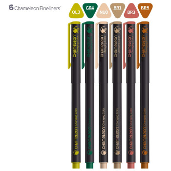 Chameleon Fineliner Pens - Nature Colours (Pack of 6) - Picture 2