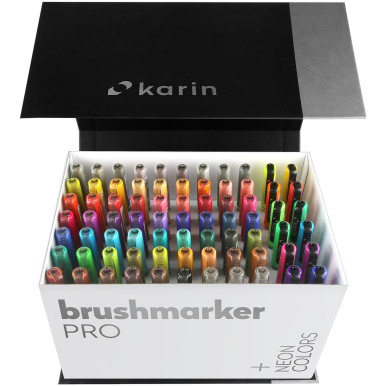 Karin Brushmarker PRO Set - Mega Box (72 Assorted Colours with 3 Blenders) - Picture 1