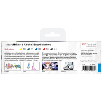 Tombow ABT PRO Markers - Basic Colours (Pack of 5) - Picture 1