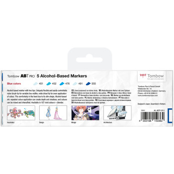 Tombow ABT PRO Markers - Blue Colours (Pack of 5) - Picture 1