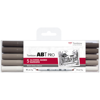 Tombow ABT PRO Markers - Warm Grey Colours (Pack of 5)