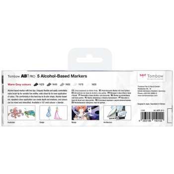 Tombow ABT PRO Markers - Warm Grey Colours (Pack of 5) - Picture 1