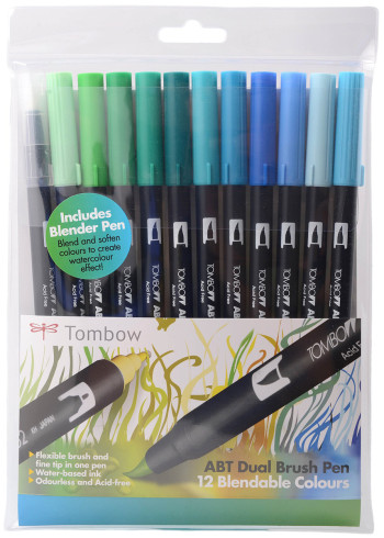 Tombow ABT Dual Brush Pens - Ocean Colours (Pack of 12)