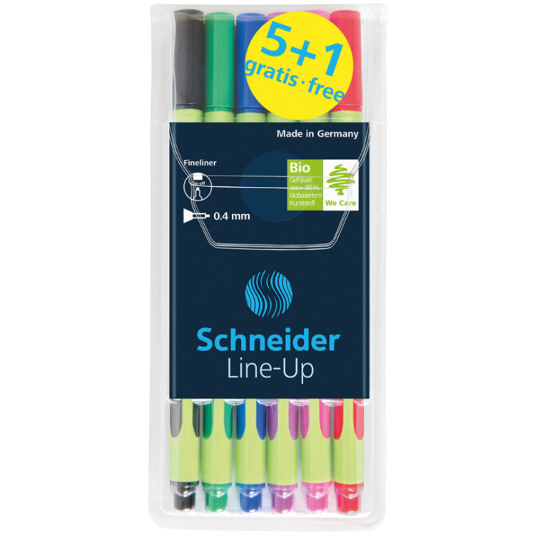 Schneider Line-Up Fineliner Pens - Assorted Colours (Pack of 6)
