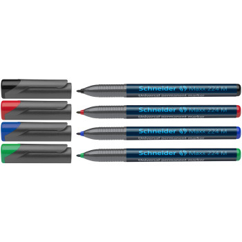 Schneider Maxx 224 Permanent Markers - Medium - Assorted Colours (Pack of 4)