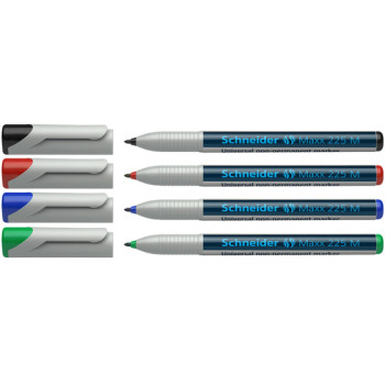 Schneider Maxx 225 Non-Permanent Markers - Medium - Assorted Colours (Pack of 4)