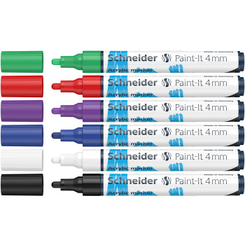 Schneider Paint-It 320 Acrylic Markers - 4mm - Set 1 (Pack of 6) - Picture 1
