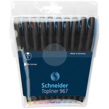 Schneider Topliner 967 Fineliner Pens - Assorted Colours (Pack of 10)