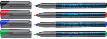 Schneider Maxx 222 Permanent Markers - Fine - Assorted Colours (Pack of 4)